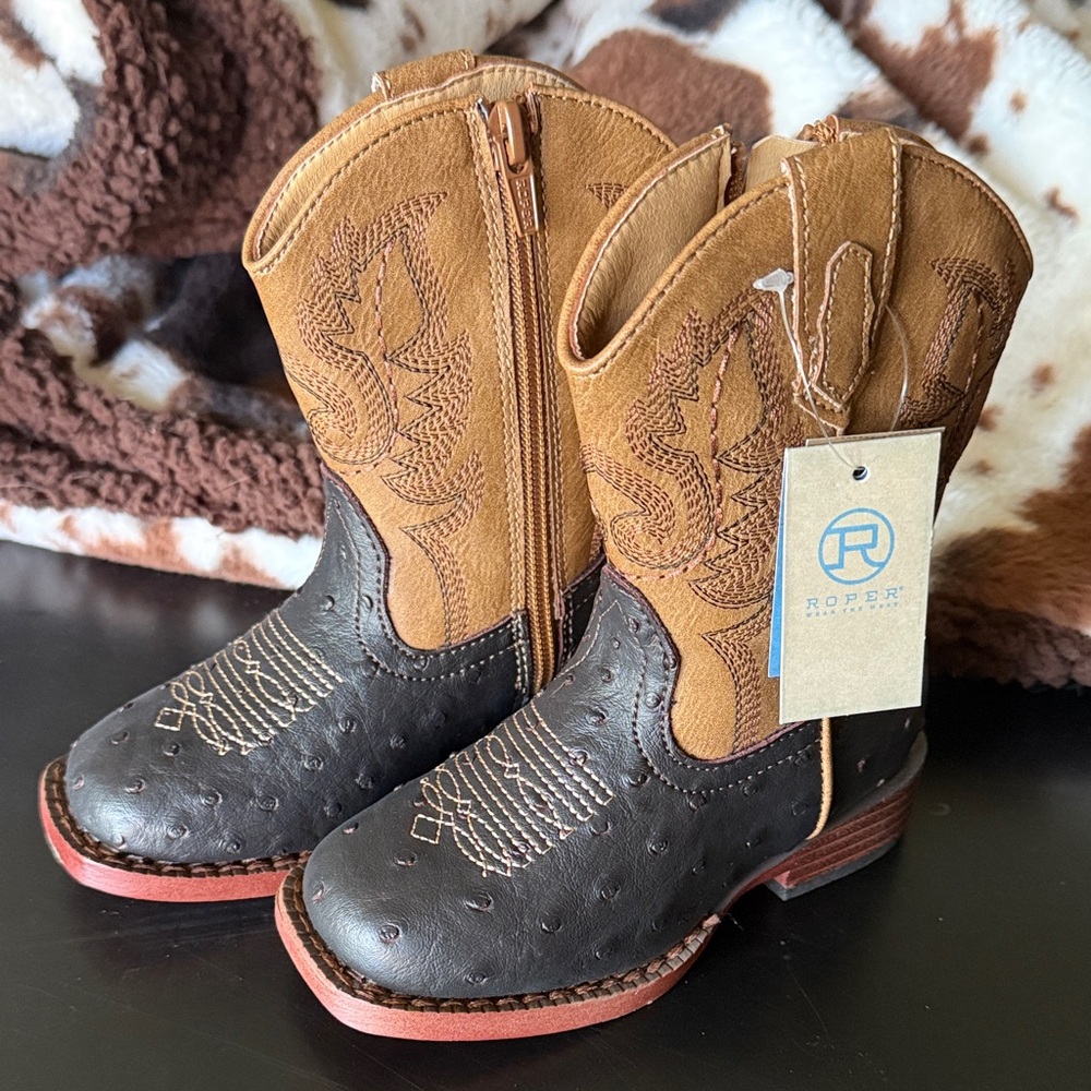 Roper Two-Tone Leather Cowboy Boots for Toddlers